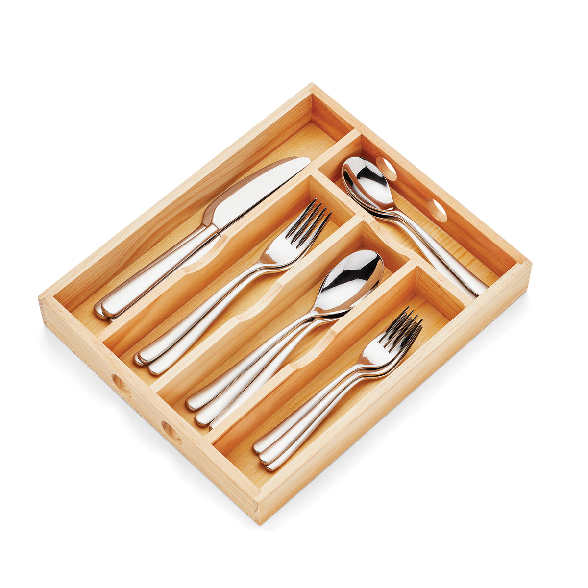 Elegant Designs Pantry Picks Farmhouse Wooden Flatware and Utensils Caddy Condiment Organize Natural Wood