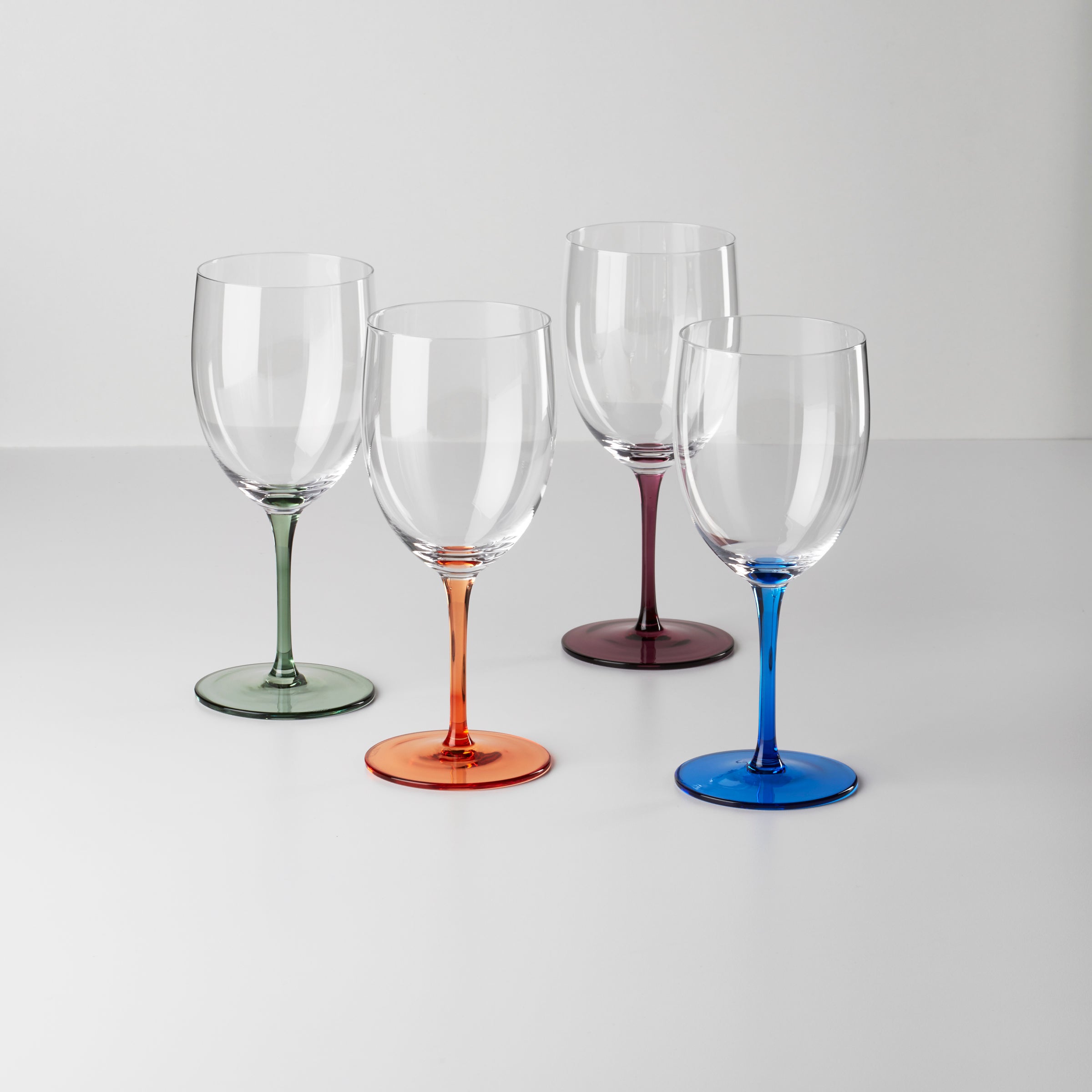 These wine glasses with colored stems.  Wine glass set, Wine crystal, Wine  glass