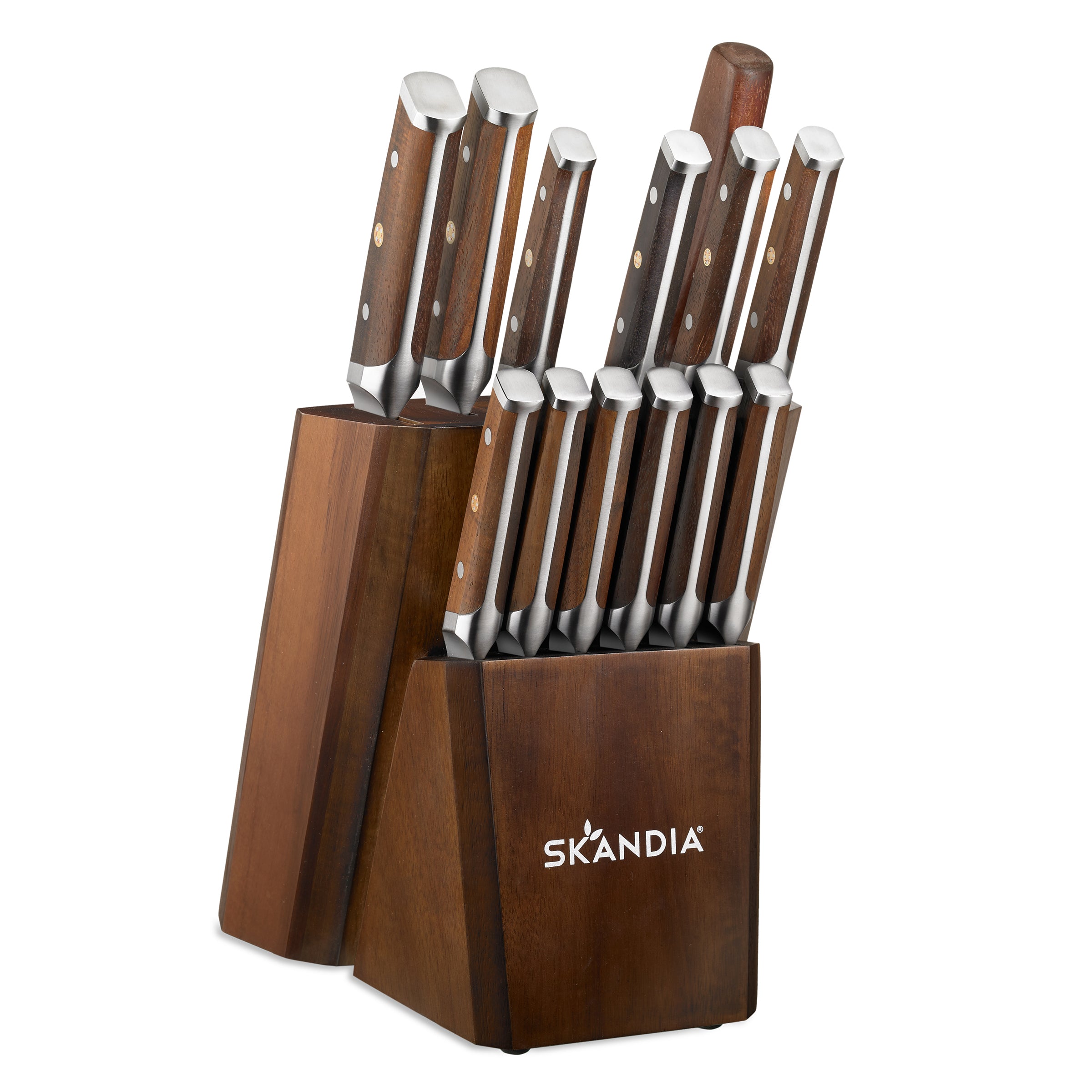 Rustic Farmhouse 14-Piece High Carbon Stainless Steel Knife and Block Set