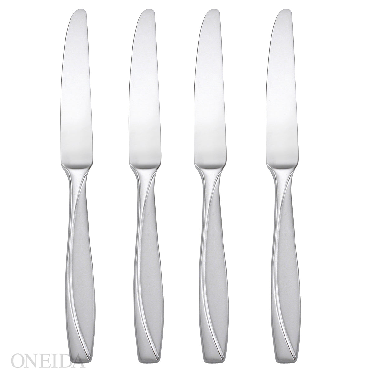 Oneida Stainless Mercer Pattern Set of 6 Dinner Knives Satin Handle Finish  With Glossy Tips 9.5 